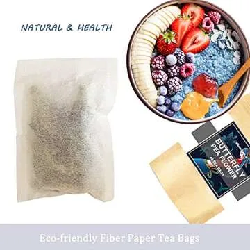 Butterfly Pea Flower Tea Bags, 40 Teabags Premium Dried Butterfly Pea Tea Blue & Purple Tea Natural Taste, GMO Free, Eco-Conscious Tea Bags