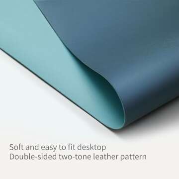 RENMTURE Double-Sided Two-Tone Faux Leather Desk mat Desktop Organization and Accessories Home and Office Large Mouse pad Game and Work (Blue/Green, 32"x16")