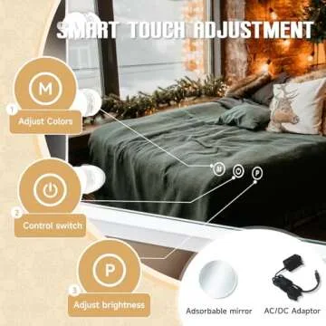 MKupView Vanity Mirror with Lights 22.8" x 18.2" White Makeup Mirror Hollywood Mirror with 15 Dimmable LED Bulbs 3 Color Modes 10X Magnification & USB Charging Port Mirror for Bathroom or Wall-Mounted