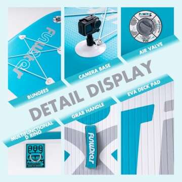 FunWater Inflatable 10'6×33"×6" Ultra-Light (17.6lbs) SUP for All Skill Levels Everything Included with Stand Up Paddle Board, Adj Floating Paddles, Pump, ISUP Travel Backpack, Leash,Waterproof Bag