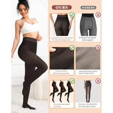 Unesmaro Thermal Fleece Lined Tights for Women Winter