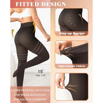 Unesmaro Thermal Fleece Lined Tights for Women Winter