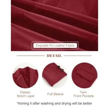 Pepochic Womens Oversized Leather Jacket Long Sleeve Faux Leather Blazer Lapel Button Down Leather Shacket Coat with Pockets