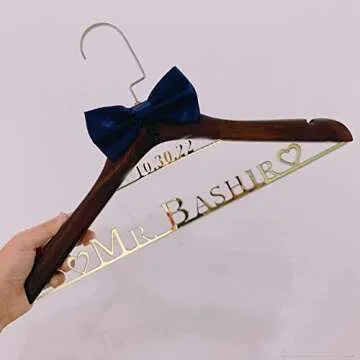 Elegant Wedding Hangers for Bride and Groom Customizable