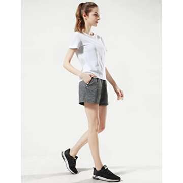 5 Pack Women's Workout Gym Shorts with Zipper Pockets