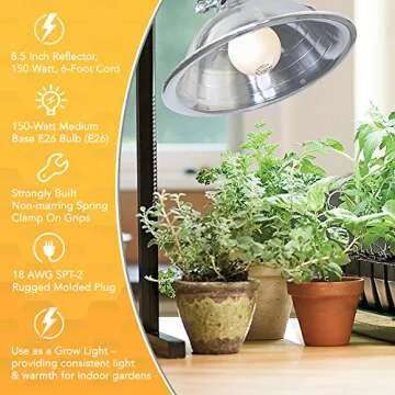 Woods Clamp Lamp Light: Versatile 150W with Aluminum Reflector