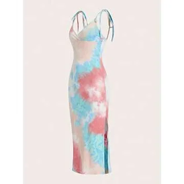 WDIRARA Women's Tie Dye Y2K Vintage Split Dress for Trendy Style