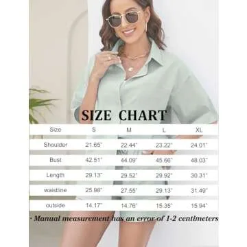 COZYPOIN Women 2 Piece Outfits Cotton Linen Short Sleeve Button Down Shirt Blouse and Shorts Set Tracksuits(LightBlue-M)