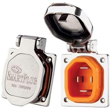 SmartPlug BM50S 50 Amp RV Smart Plug—High-Quality Stainless Steel Shore Power Inlet for Boats, Cam...