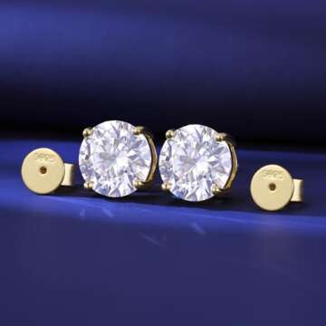 Moissanite Stud Earrings Screw Back 3.0CT Stylish Design