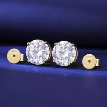 Moissanite Stud Earrings Screw Back 3.0CT Stylish Design