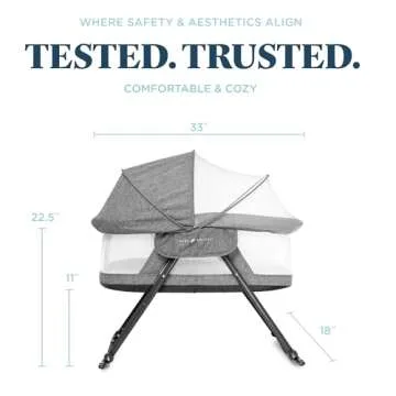 Baby Delight Go with Me Slumber Deluxe Rocking Bassinet, Portable Baby Bassinet, Removeable Canopy, Charcoal Tweed