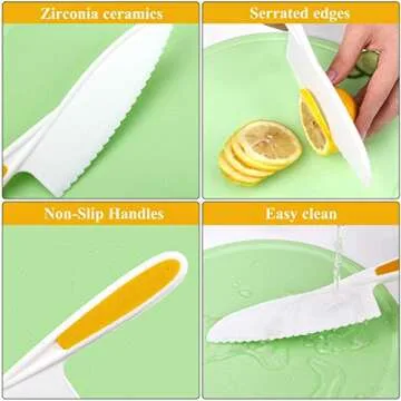 LEEFE Kids Knife Set for Cooking, with Cutting Board, Safe Lettuce and Salad Knives, Kids Cooking Utensils (Green)