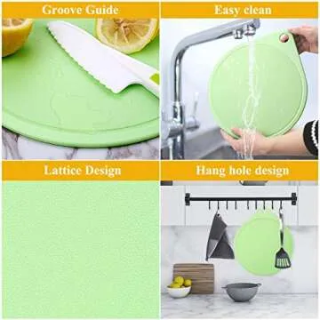 LEEFE Kids Knife Set for Cooking, with Cutting Board, Safe Lettuce and Salad Knives, Kids Cooking Utensils (Green)