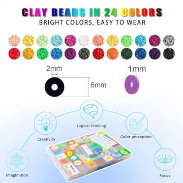 YMSDZHL 6000+PCS Clay Beads Bracelet Making Kit,24 Color DIY Flat Preppy Beads for Friendship Jewelr...