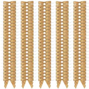 Juvale 100-Pack Twist Tie Bows for Crafts, Pre-Tied Satin Ribbon for Christmas Gift Wrap Bags, Party...
