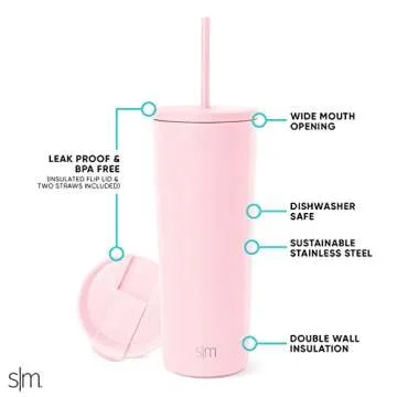 Simple Modern Insulated Tumbler with Lid and Straw | Iced Coffee Cup Reusable Stainless Steel Water ...