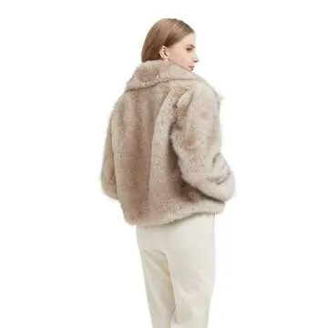 GRAN ORIENTE Women's 2024 Winter Furry Faux Fur Jackets,Cropped Fluffy Shaggy Warm Parka Coat Outerwear with Pockets