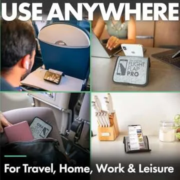 Flight Flap Airplane Phone Holder, Flexible Tablet and Cell Phone Holder, Folding Cellphone Stand for Desk, Bed, Office, Treadmill - Airplane Accessories Long Flight Travel - Plane Essentials (Pro)