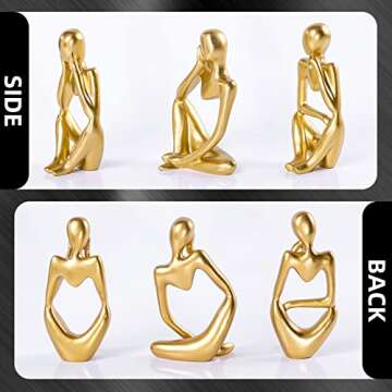 BMLCGJ Thinker Statue Gold Decor Abstract Art Sculpture