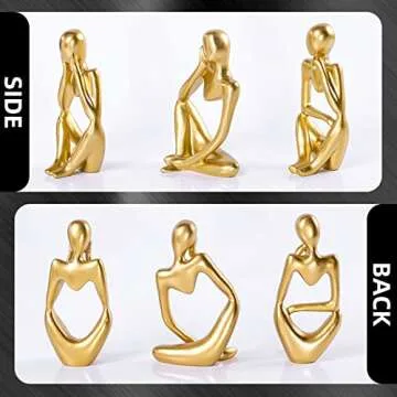 BMLCGJ Thinker Statue Gold Decor Abstract Art Sculpture