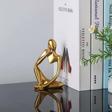 BMLCGJ Thinker Statue Gold Decor Abstract Art Sculpture