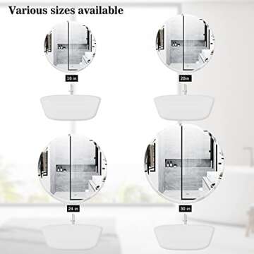 PANDEELS Frameless Round Mirror - 20 Inch Circle Mirror - 1" Beveled Polished Edge - Hanging Wall Mounted Decorative for Bathroom, Living Room, Bedroom, Entryway