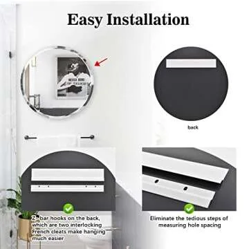 PANDEELS Frameless Round Mirror - 20 Inch Circle Mirror - 1" Beveled Polished Edge - Hanging Wall Mounted Decorative for Bathroom, Living Room, Bedroom, Entryway