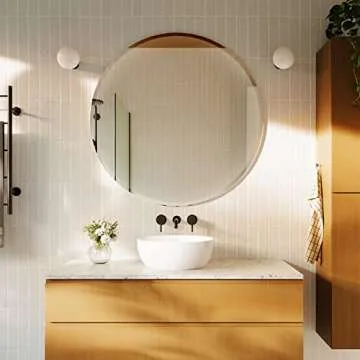 PANDEELS Frameless Round Mirror - 20 Inch Circle Mirror - 1" Beveled Polished Edge - Hanging Wall Mounted Decorative for Bathroom, Living Room, Bedroom, Entryway