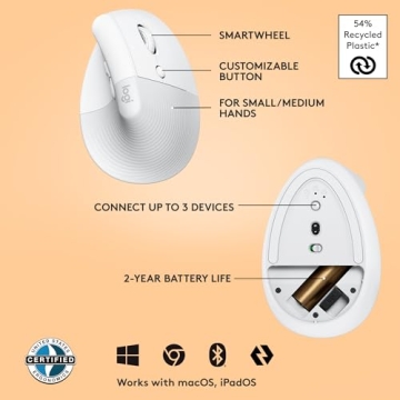 Logitech Lift Ergonomic Mouse - Wireless Comfort for All