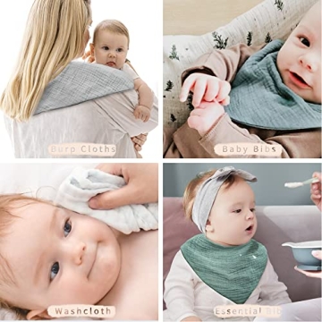 Konssy Muslin Baby Bibs 10 Pack Soft Absorbent Bandana Bibs