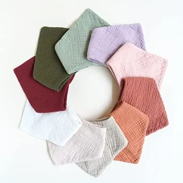 Konssy Muslin Baby Bibs 10 Pack Soft Absorbent Bandana Bibs