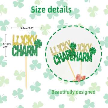 24 Pcs St Patrick's Day Lucky Charm Cupcake Toppers for Festive Decor