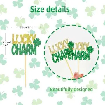 24 Pcs St Patrick's Day Lucky Charm Cupcake Toppers for Festive Decor