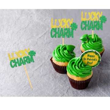 Lucky Charm Cupcake Toppers for St Patrick's Day Celebrations