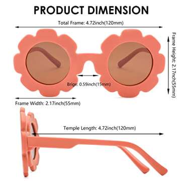 NULOOQ Sunglasses for Kids Girls – Bendable Cute Flower Polarized Round Sunglasses for Toddler Age...