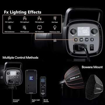 Godox SL60IID LED Video Light - 70W, 18600Lux, Bluetooth Control