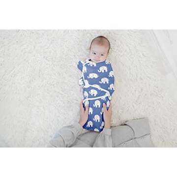BaeBae Goods Swaddle Blanket, Adjustable Infant Baby Swaddling Wrap Set of 4, Baby Swaddling Wrap Blankets for Boys and Girls Made in Soft Cotton (Navy Elephants, 0-3 Months)
