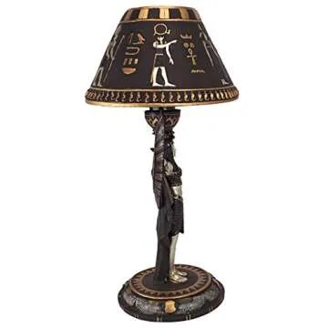 Design Toscano Isis Diety Egyptian Decor Accent Sculptural Desk Table Lamp, 9 inches wide, 17 inches tall, Cast Stone Resin, Black & Gold Finish