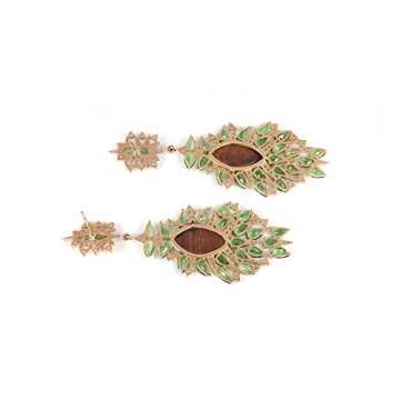 Anjistouch 1.25 Carat Natural Diamond Pave Tsavorite & Opal Set in Solid 14k Yellow Gold Dangle Earrings Fine Jewelry For Women