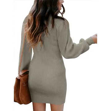 Elegant ANRABESS Mock Neck Bodycon Dress for Fall Style