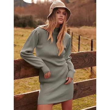 Elegant ANRABESS Mock Neck Bodycon Dress for Fall Style