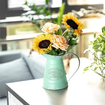 VANCORE Shabby Chic Metal Jug Vase for Decoration