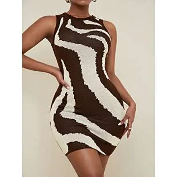 Floerns Bodycon Zebra Print Mini Dress for Women