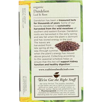 Traditional Medicinals Organic Dandelion Leaf & Root Herbal Tea, Supports Kidney Function & Healthy ...