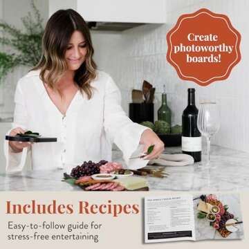 The Bamboo Abode 7 Piece Black Cheese Board Set with Charcuterie Accessories, Gifts for Women, House Warming Gift Idea, Hostess Gifts