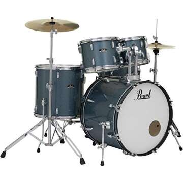 Pearl Roadshow Drum Set 5-Piece Complete Kit with Cymbals and Stands, Aqua Blue (RS525SC/C703)