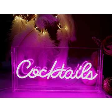Ulalaza Cocktails Lightbox LED Neon Sign - Perfect for Parties & Home Decoration