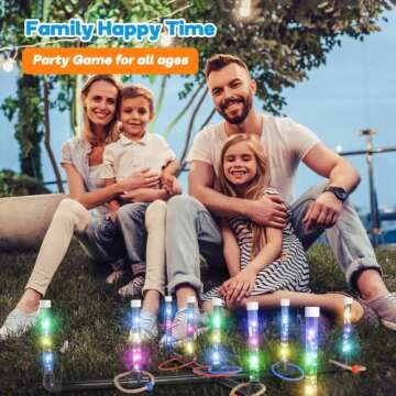 Outdoor Games for Game Night: FunforFun! Upgraded 30-Inch LED Ring Toss Game with 26 Rings Yard Games for Adults Kids Outdoors Toys for Beach Lawn Games for Party Ideal