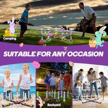 Outdoor Games for Game Night: FunforFun! Upgraded 30-Inch LED Ring Toss Game with 26 Rings Yard Games for Adults Kids Outdoors Toys for Beach Lawn Games for Party Ideal